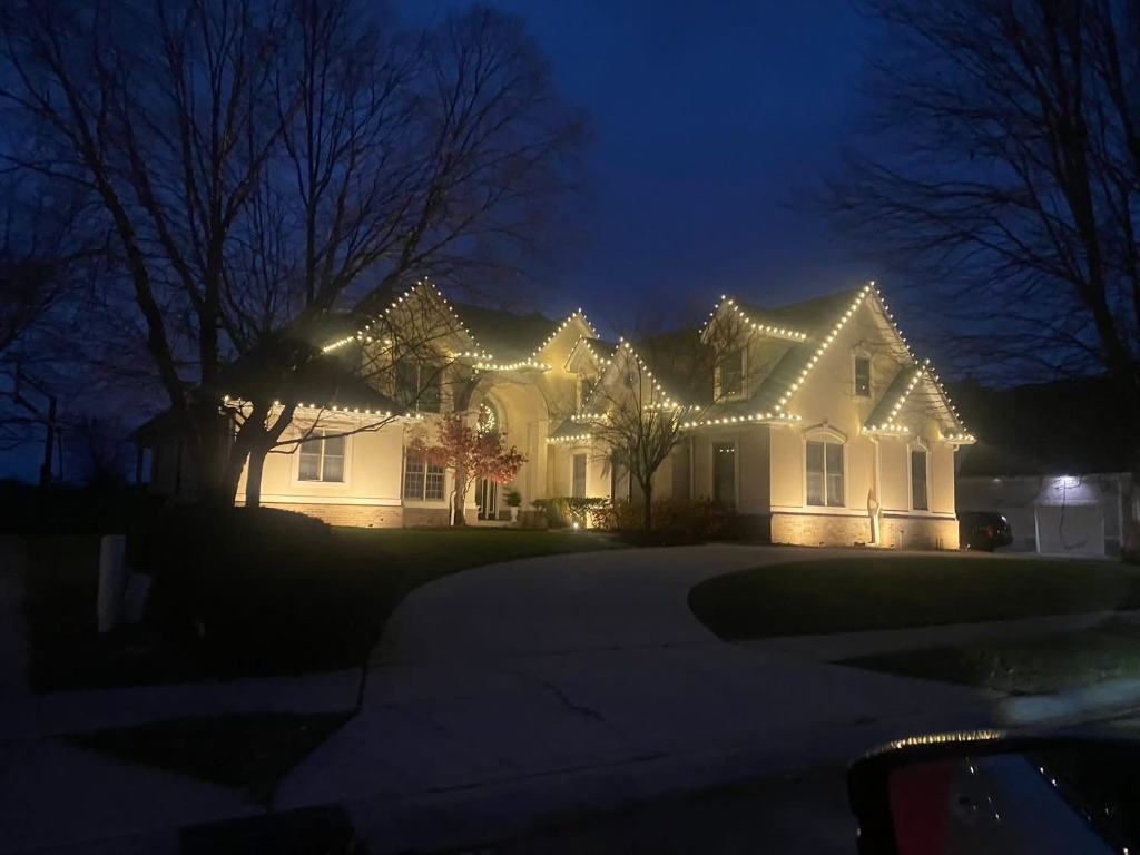 Beautiful Christmas lights installed by Emberton Landscaping